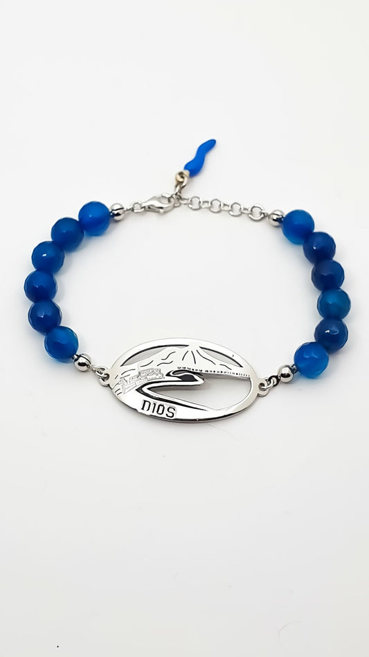 Bracciale Maradona Argento Pietre Agata Blu