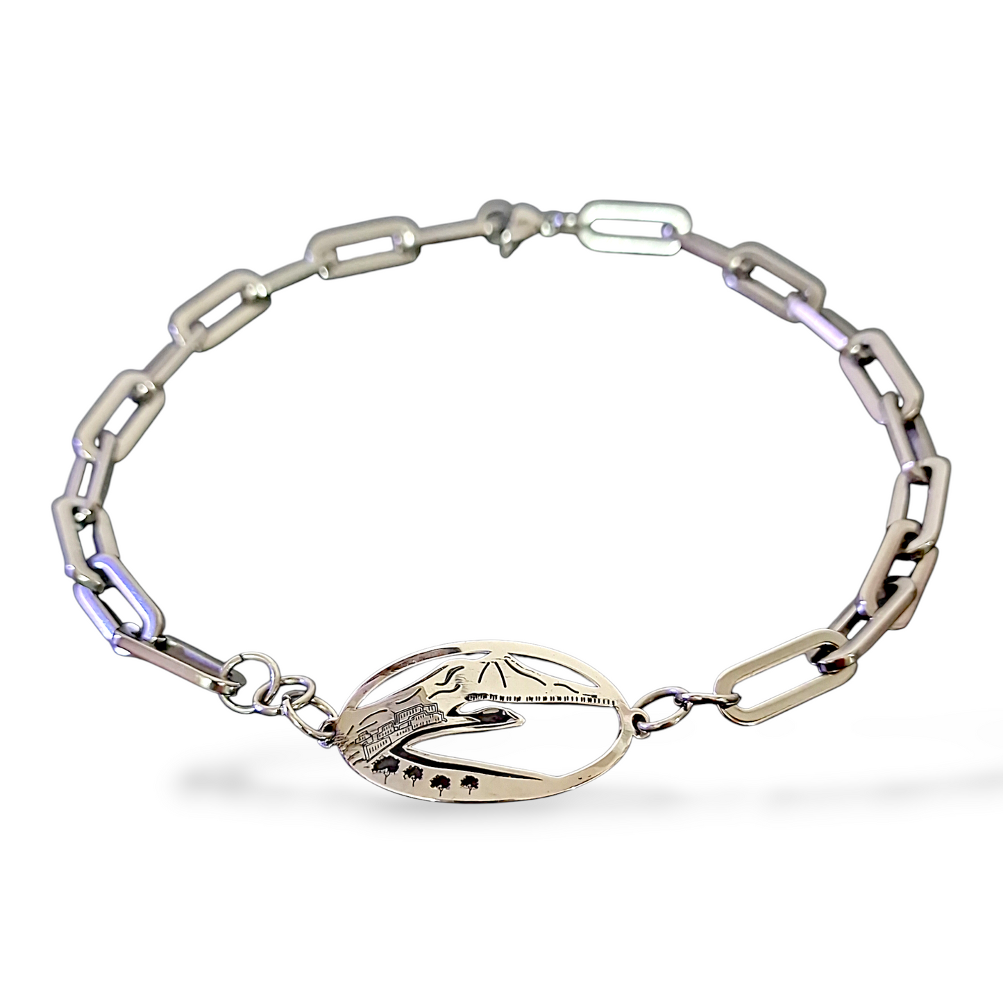 Collana girocollo Vesuvio Napoli argento e acciaio