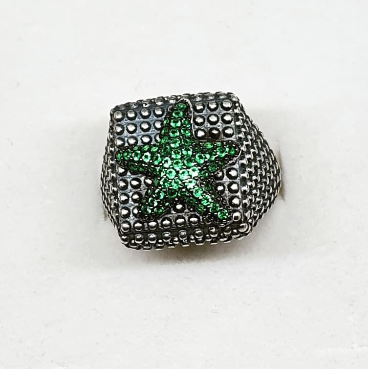 anello artigianale stella zirconi