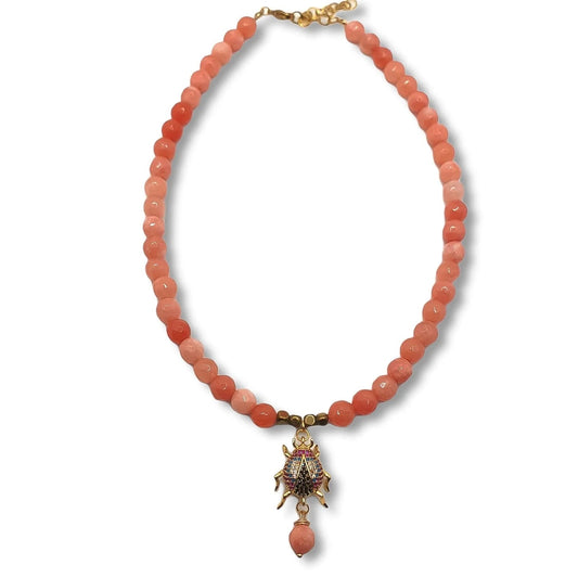 Collana Hematite Scarabeo Ottone