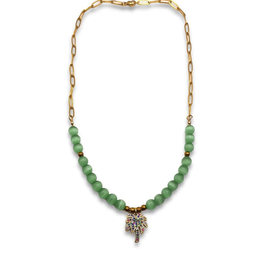 Collana Occhi di Gatto Verde Acqua