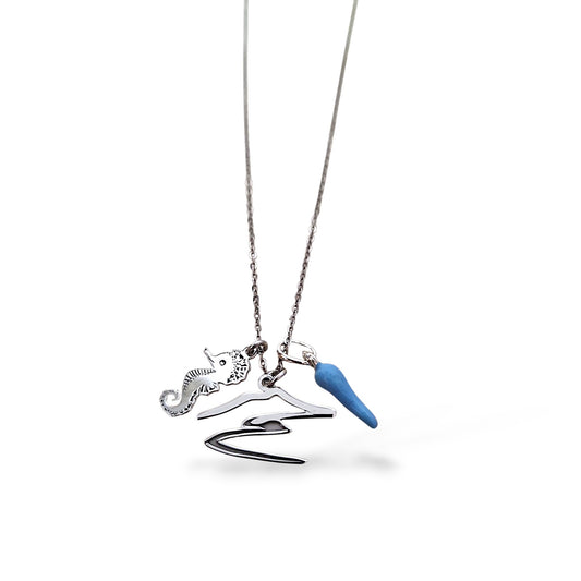 Collana Portafortuna Vesuvio Cavalluccio Marino e corno