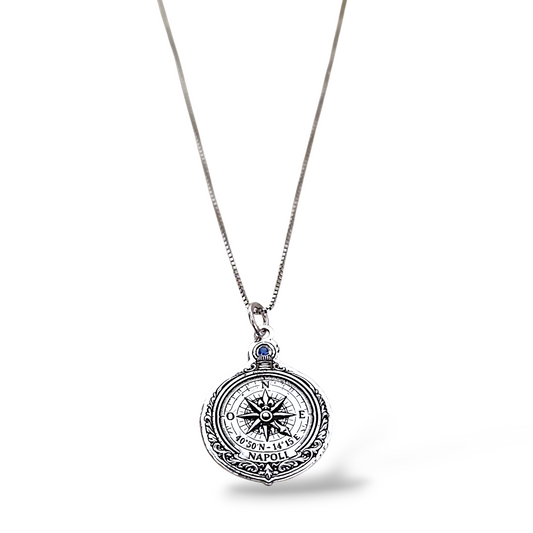 Collana unisex Bussola Napoli argento
